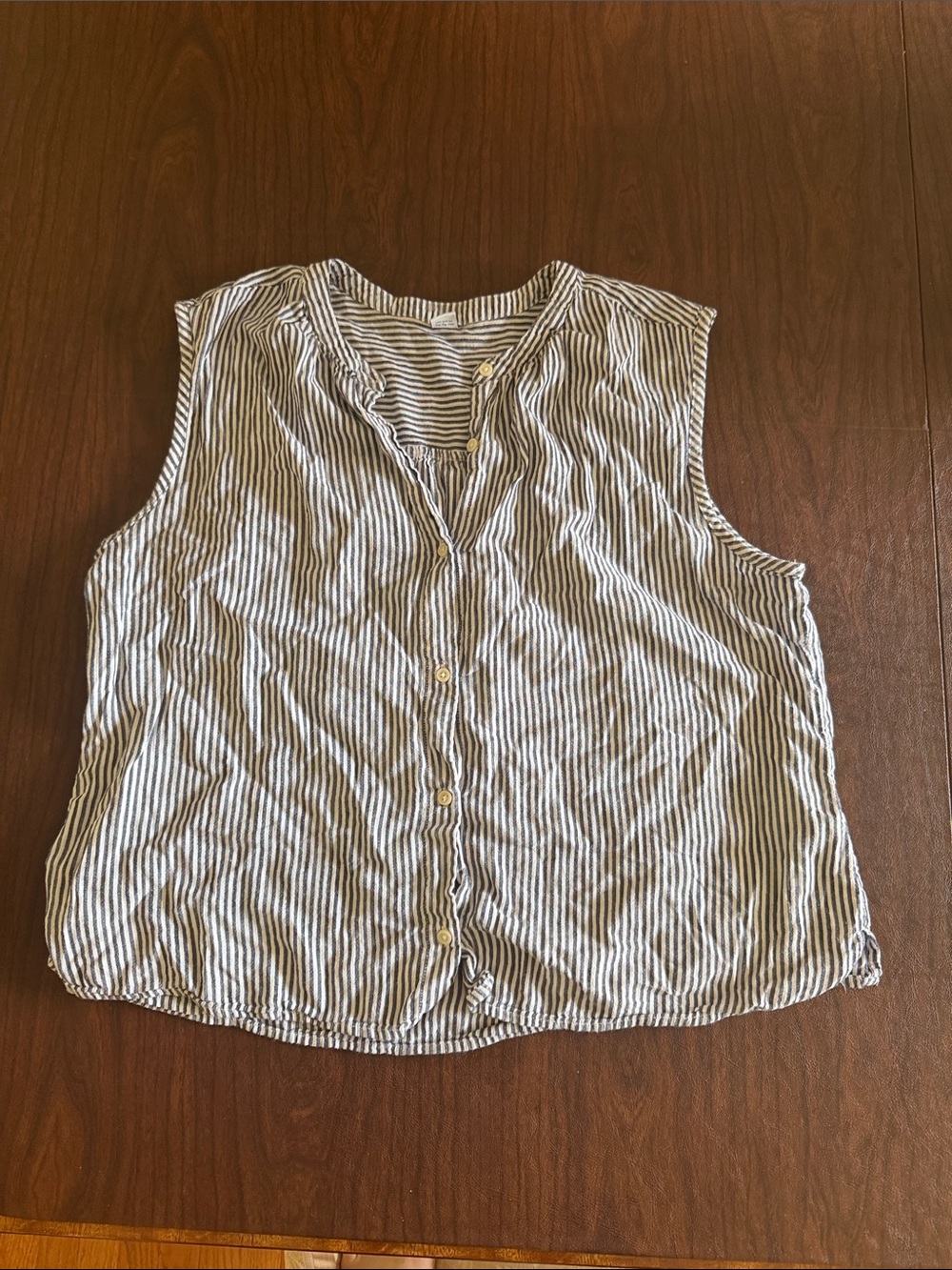 Old Navy Sleeveless Button-Front Top - White & Blue Stripes